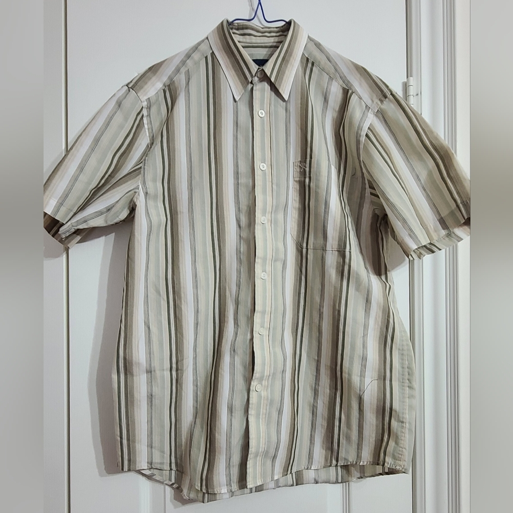 Men's Striped Casual Button-Down Shirt